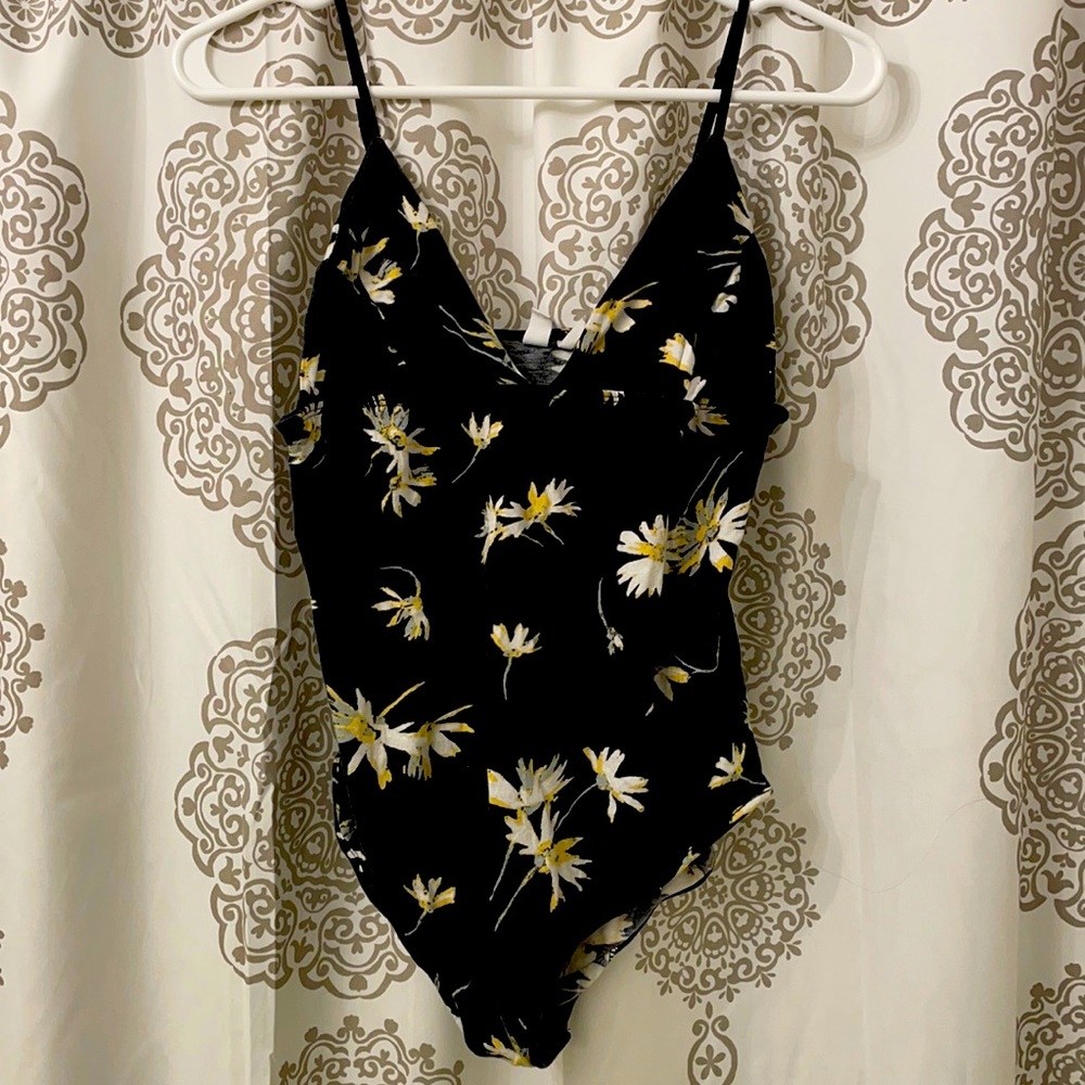Black floral bodysuit. Out from Under size S.
